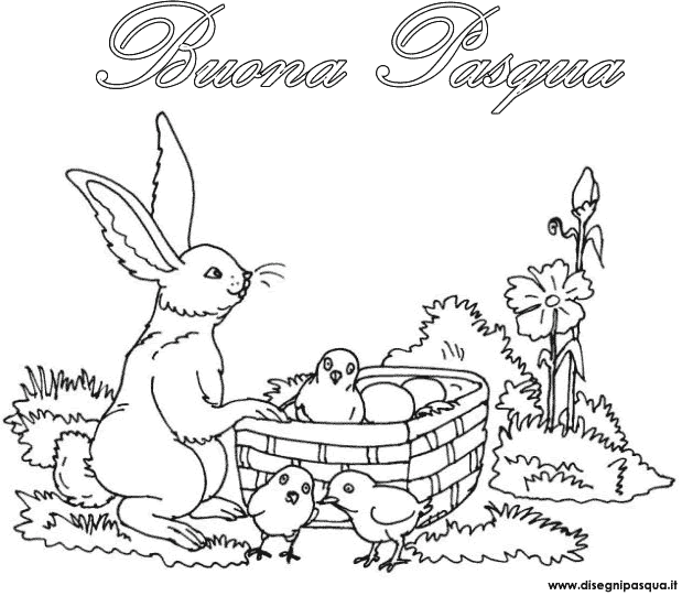 Coniglietto Pasqua con pulcini