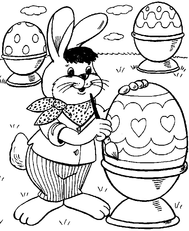Coniglio con uova di Pasqua da colorare